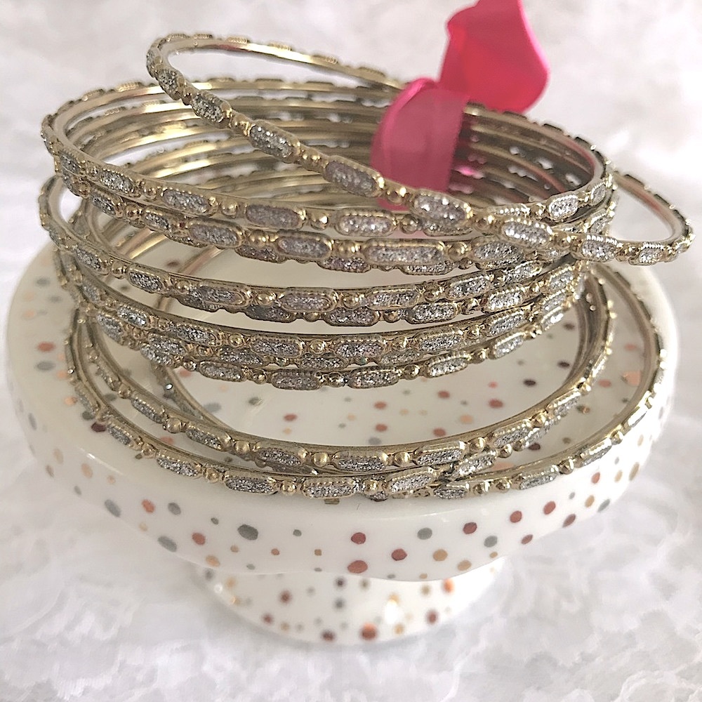 Stackable Gold and Crystal Bangle Bracelets